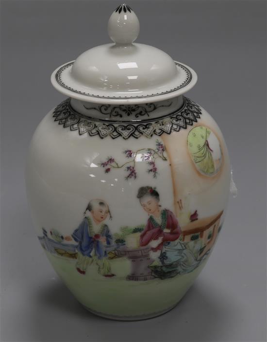 A Chinese famille rose jar and cover